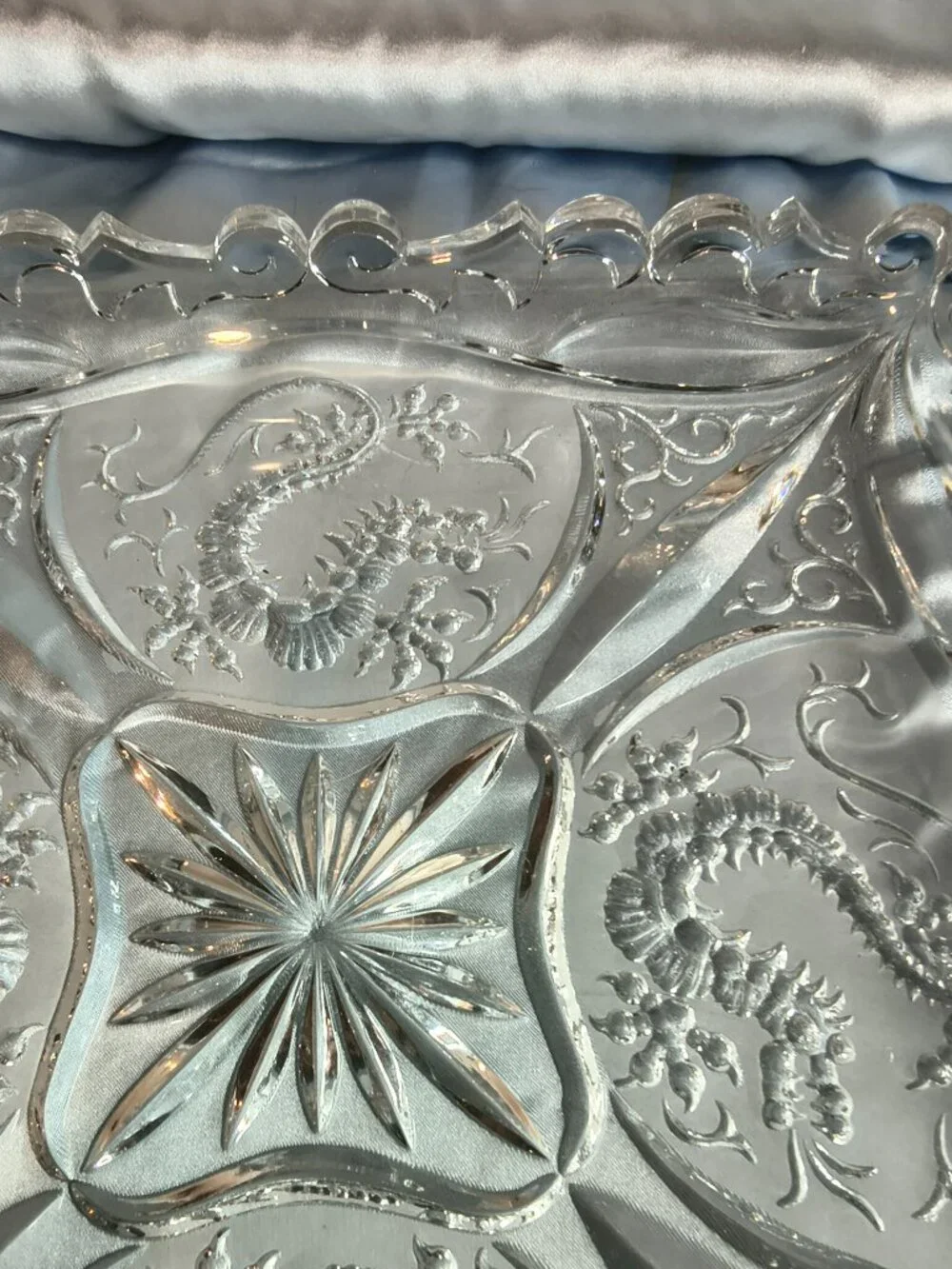 Vintage Art Deco Barolac Crystal Dragon Platter